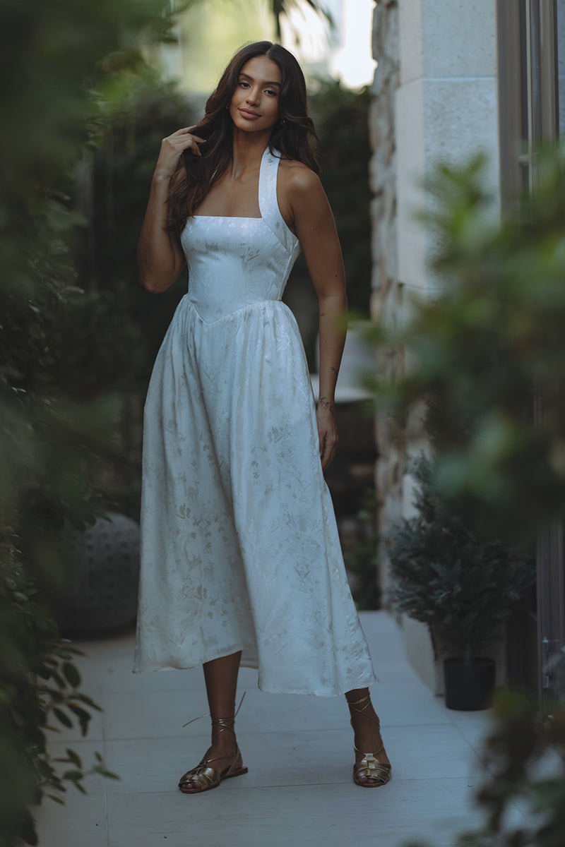 KATARINA MIDI DRESS - IVORY/JACQUARD