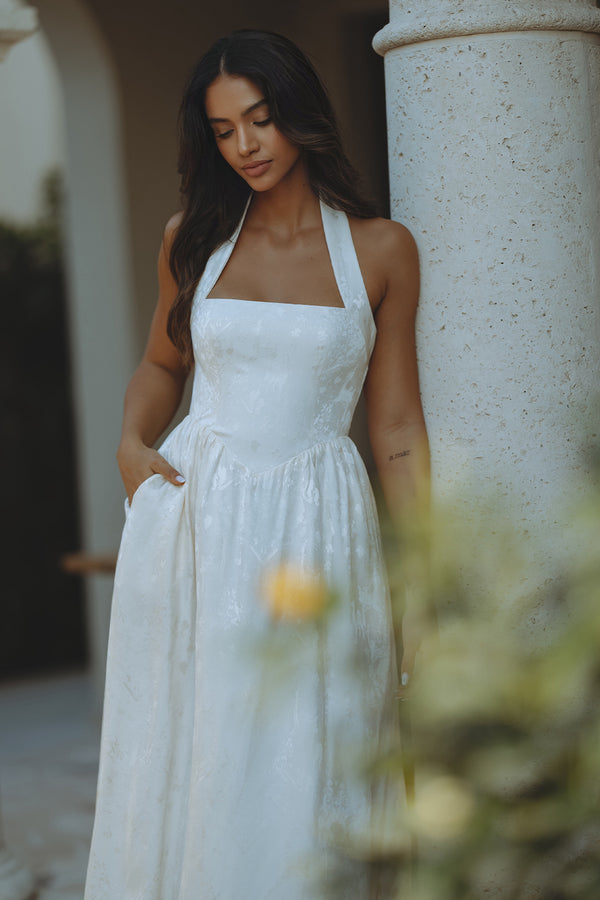 KATARINA MIDI DRESS - IVORY/JACQUARD