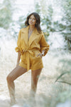 MAXIE LINEN PLAYSUIT - MUSTARD