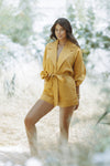 MAXIE LINEN PLAYSUIT - MUSTARD