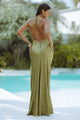 YVE HALTER MAXI DRESS - KHAKI