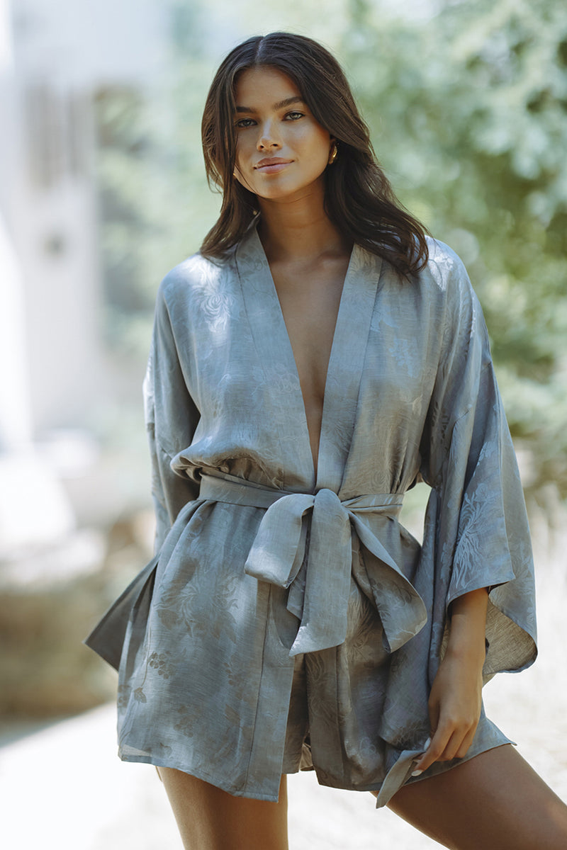 OSAKA LINEN KIMONO SET - GREY