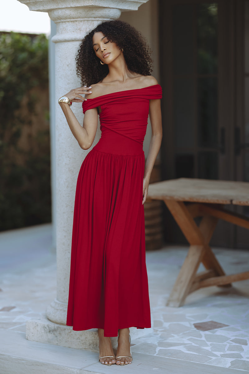 MANALLA MAXI DRESS - CHERRY