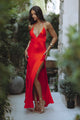 YVE HALTER MAXI DRESS - FIRE RED