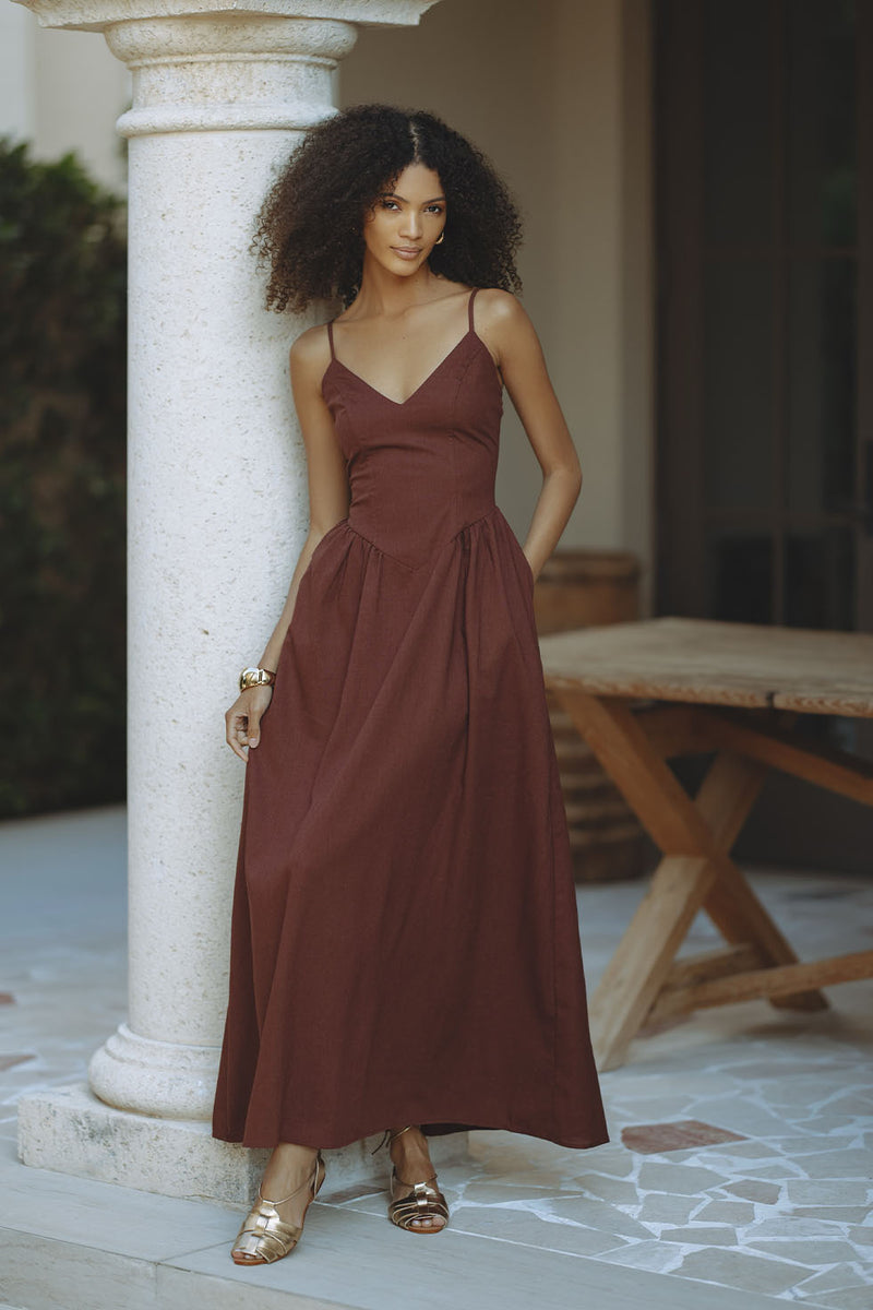 ZEPHY MAXI DRESS - CHOCOLATE