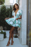 AUBRINA MINI DRESS - GARDEN BLOOM/GREEN