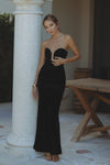 ELVIRA VELVET MAXI DRESS - BLACK