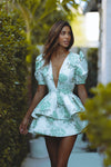 AUBRIE MINI DRESS - GARDEN BLOOM/GREEN