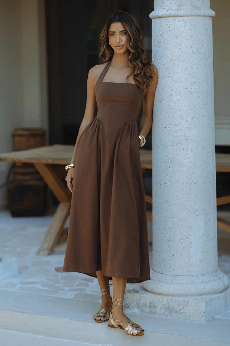 LOCKLEA MIDI DRESS - CHOCOLATE