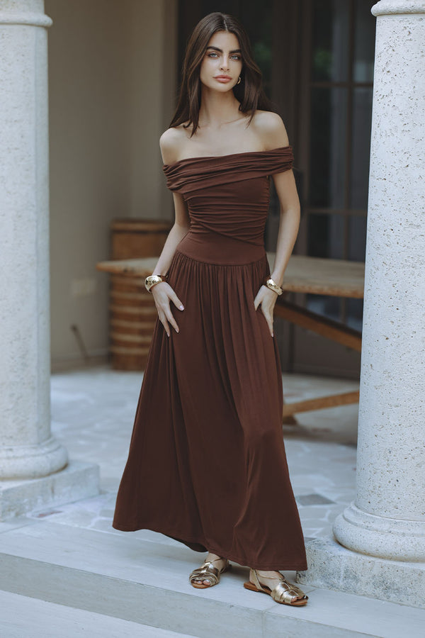 MANALLA MAXI DRESS - BROWN