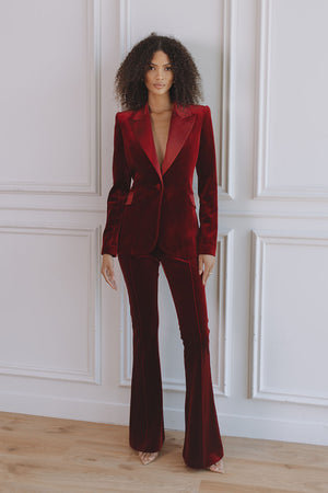VOLTAIRE VELVET TROUSERS - BURGUNDY
