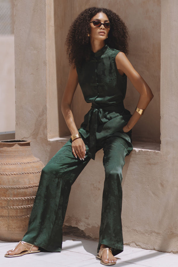 SUZIE PANTS - GREEN JACQUARD