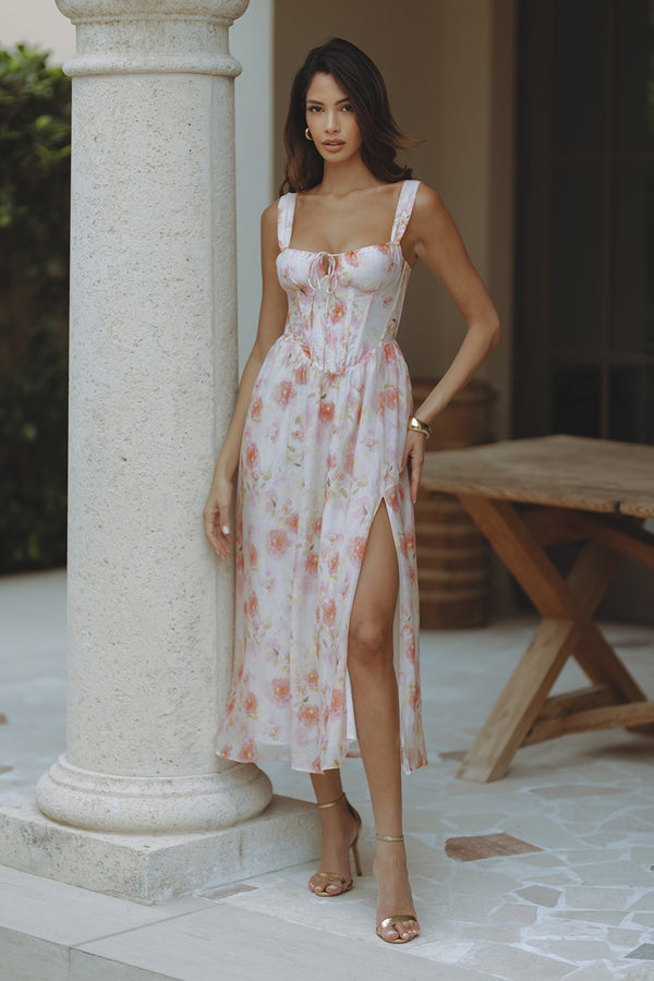 ESRA MIDI DRESS - PINK FLORAL