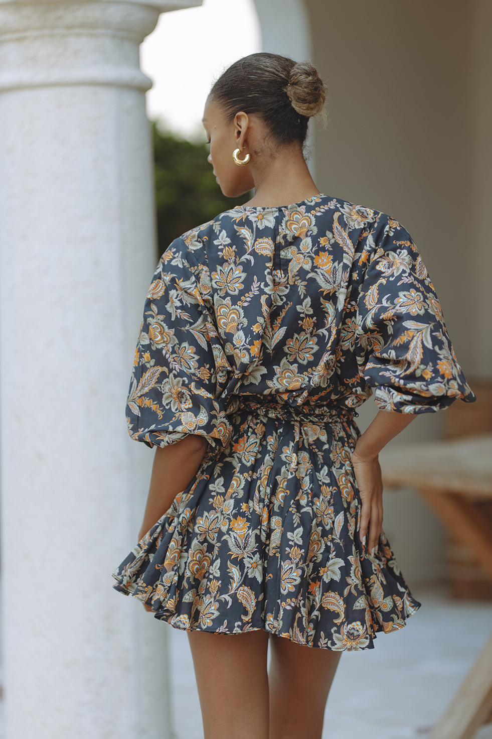 ZILPAH COTTON MINI DRESS - BOHEME FLORAL – CHIC LE FRIQUE