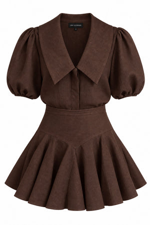 ADRIANA LINEN TOP - CHOCOLATE