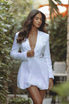 SINTRA LINEN BLAZER DRESS - ORCHID WHITE