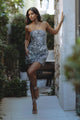 KAROLINE SEQUIN VELOUR DRESS - SILVER