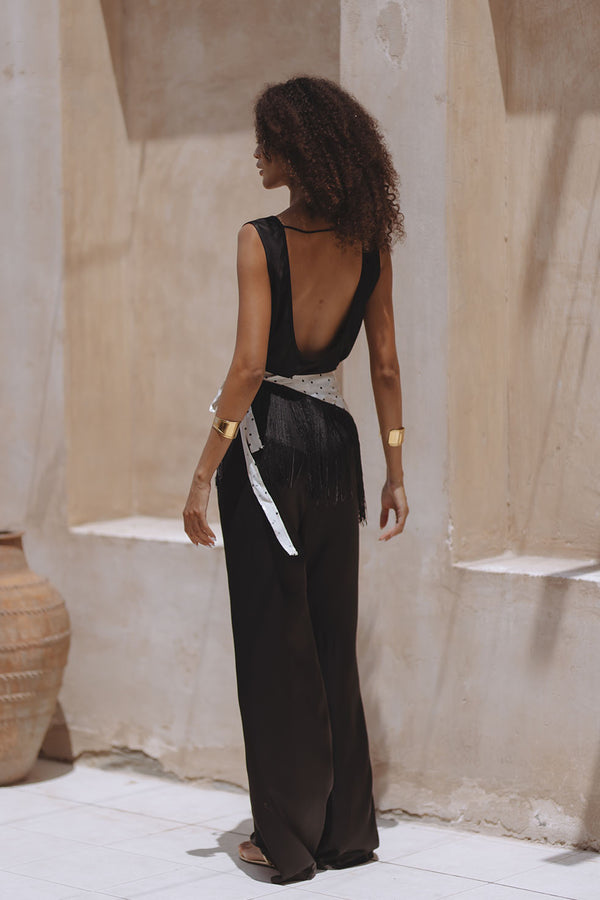 CARLA SATIN PANTS - BLACK