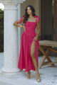 MIRELLE LINEN MAXI DRESS - HOT PINK