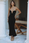 ELVIRA VELVET MAXI DRESS - BLACK