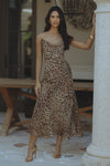 MONROE COWL NECK MAXI DRESS - BROWN LEOPARD