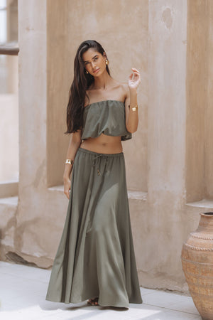 NOLYN SKIRT - OLIVE GREEN