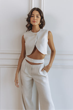 HADLEY LINEN VEST - NATURAL