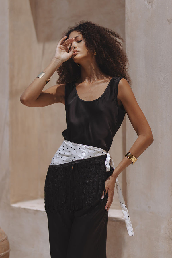 CARLA SATIN PANTS - BLACK