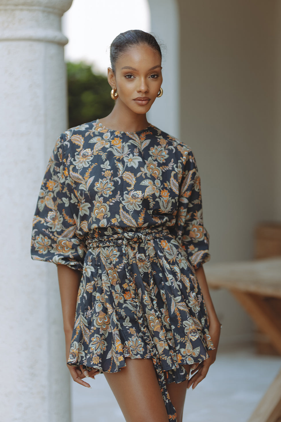 ZILPAH COTTON MINI DRESS - BOHEME FLORAL – CHIC LE FRIQUE