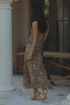 MONROE COWL NECK MAXI DRESS - BROWN LEOPARD