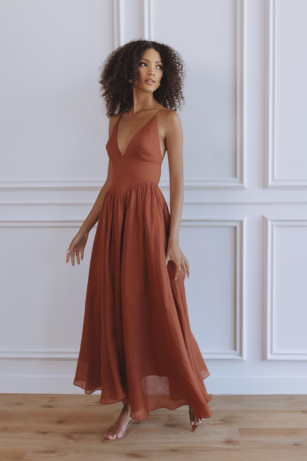 ARLETHA HALTER MAXI DRESS - BURNT COPPER – CHIC LE FRIQUE
