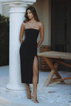 NIKKI STRAPLESS MIDI DRESS - BLACK