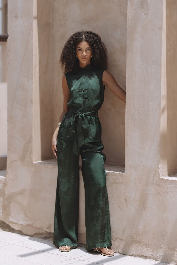 SUZIE PANTS - GREEN JACQUARD