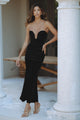 ELVIRA VELVET MAXI DRESS - BLACK