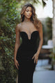 ELVIRA VELVET MAXI DRESS - BLACK