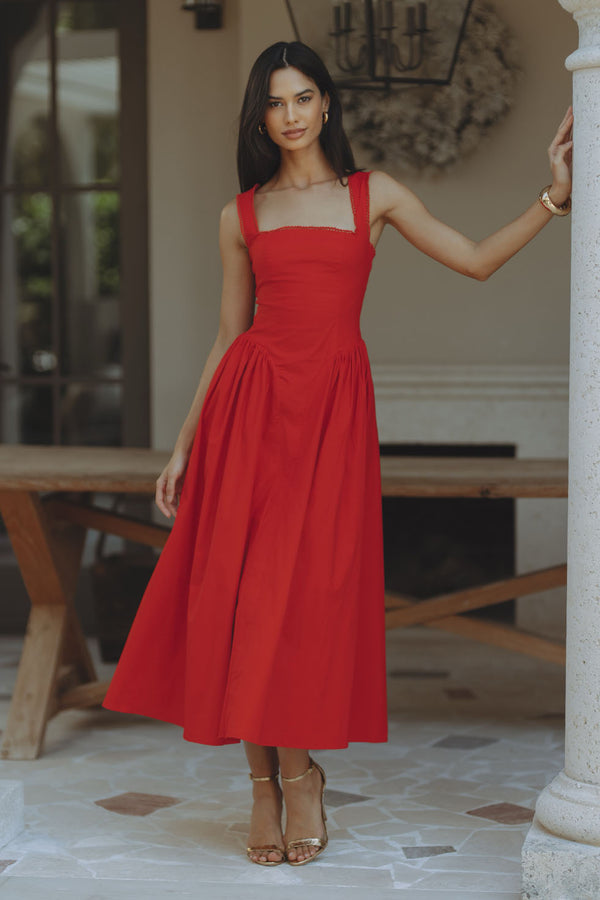 LANI MIDI DRESS - RED