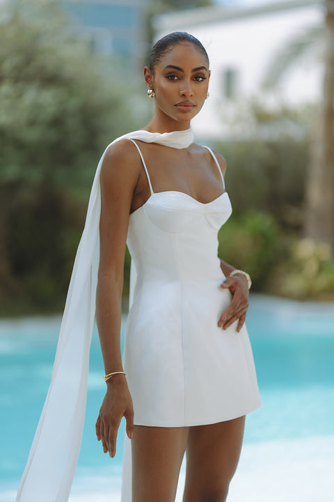 kimmy mini dress in ivory tularosa ELARA HOURGLASS MINI DRESS