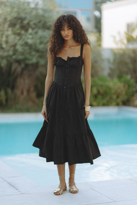 TEMPERANCE TIERED MAXI DRESS - BLACK  CHIC LE FRIQUE