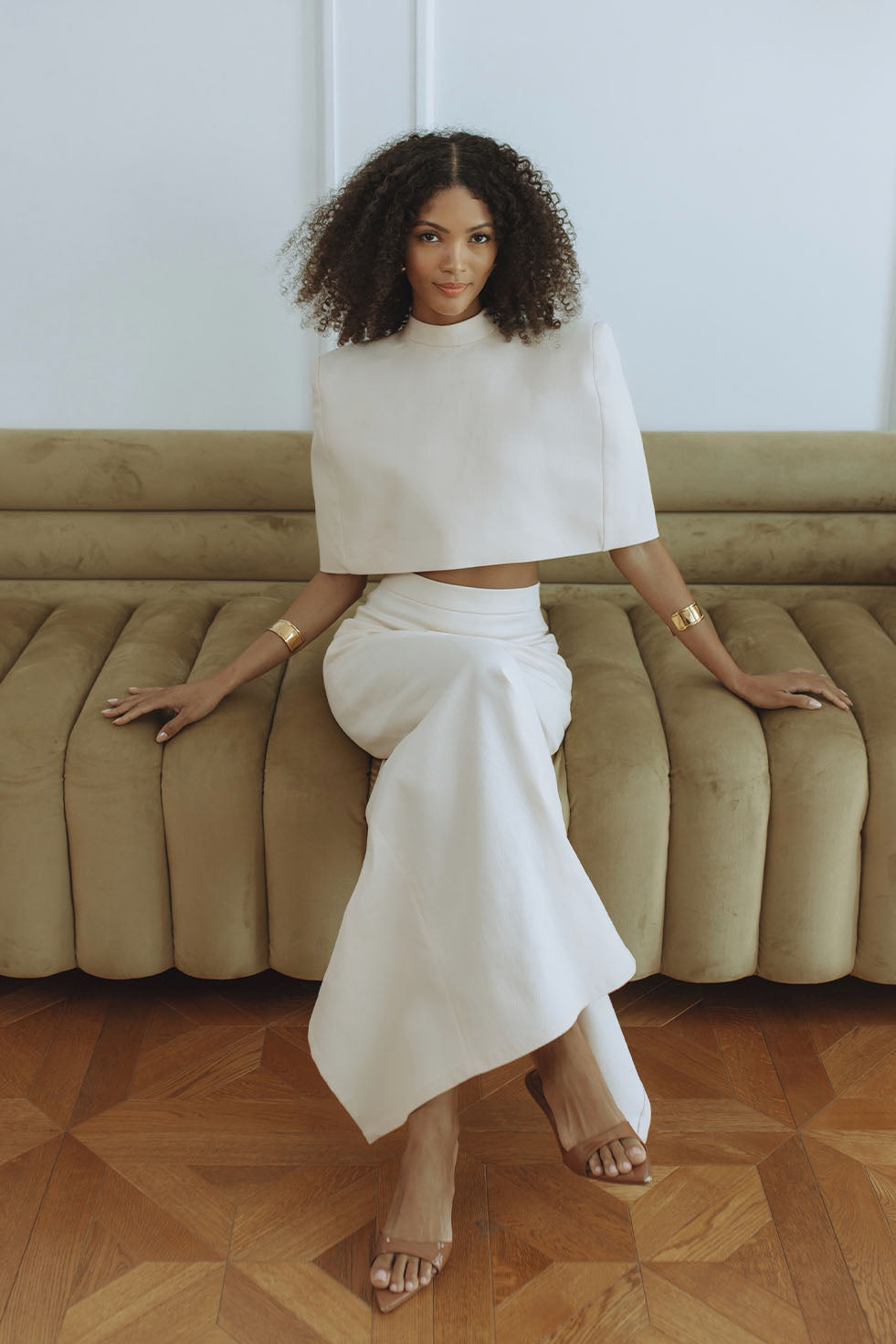 LYRA DENIM MAXI SKIRT - CREAM