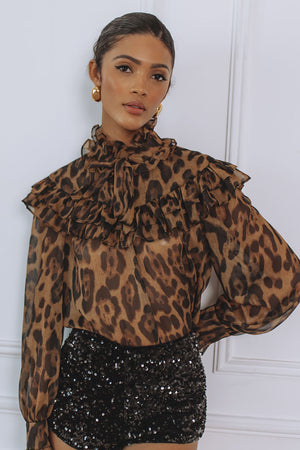 FIORELLA LEOPARD BLOUSE - BROWN LEOPARD