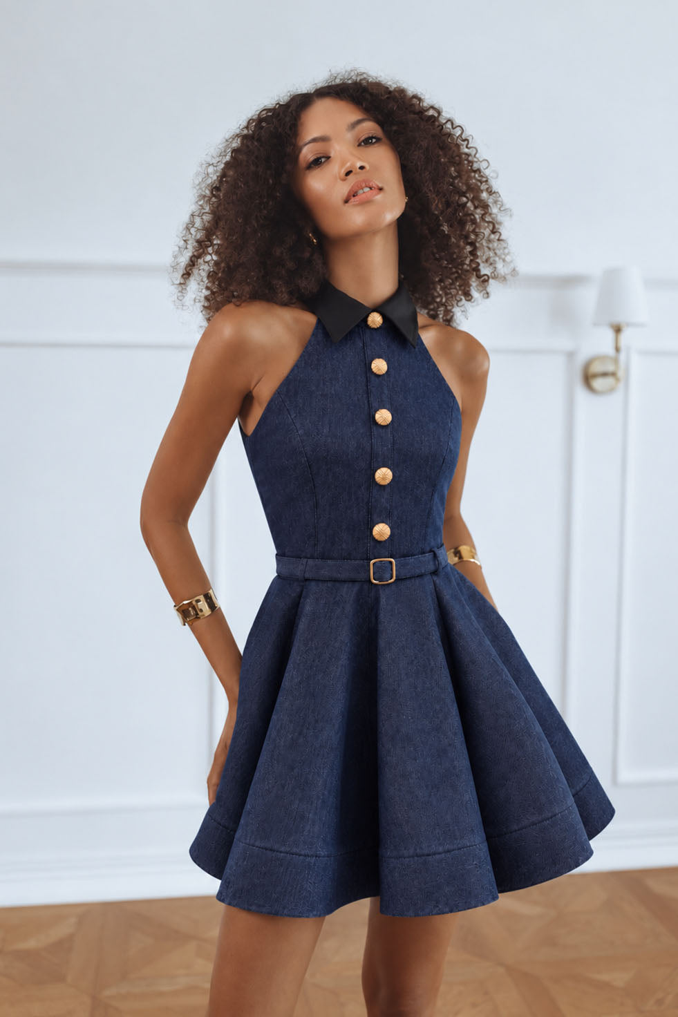 EMMA DENIM MINI DRESS - DARK BLUE