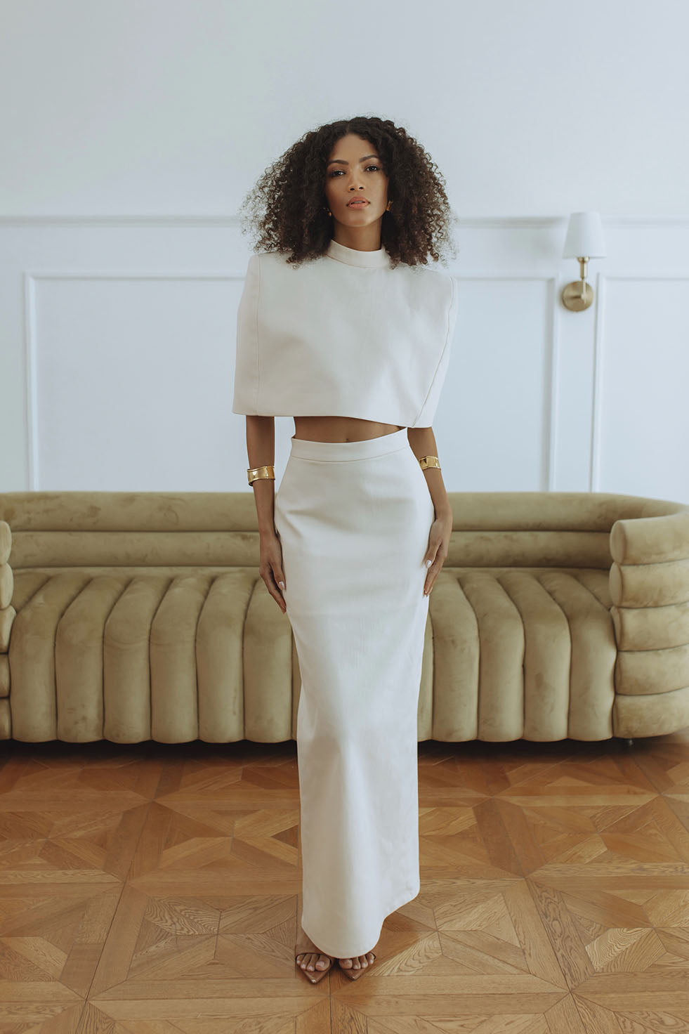 LYRA DENIM MAXI SKIRT - CREAM
