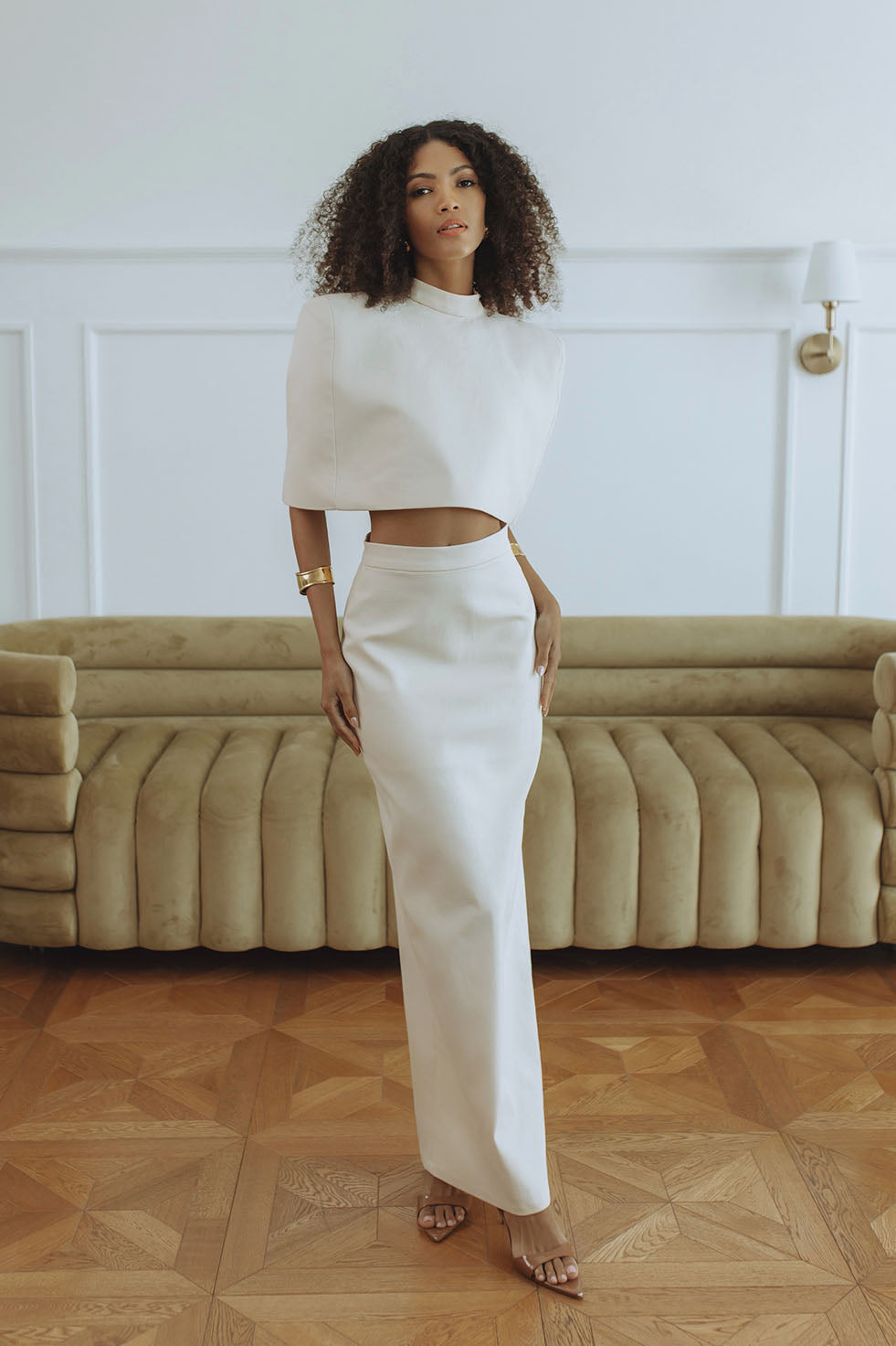LYRA DENIM MAXI SKIRT - CREAM