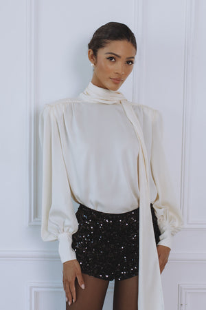 WRENLEY SEQUIN MINI SHORTS - BLACK