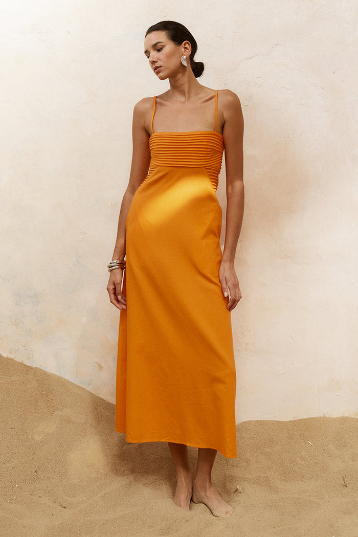 ARISTI LONG MIDI DRESS - ORANGE