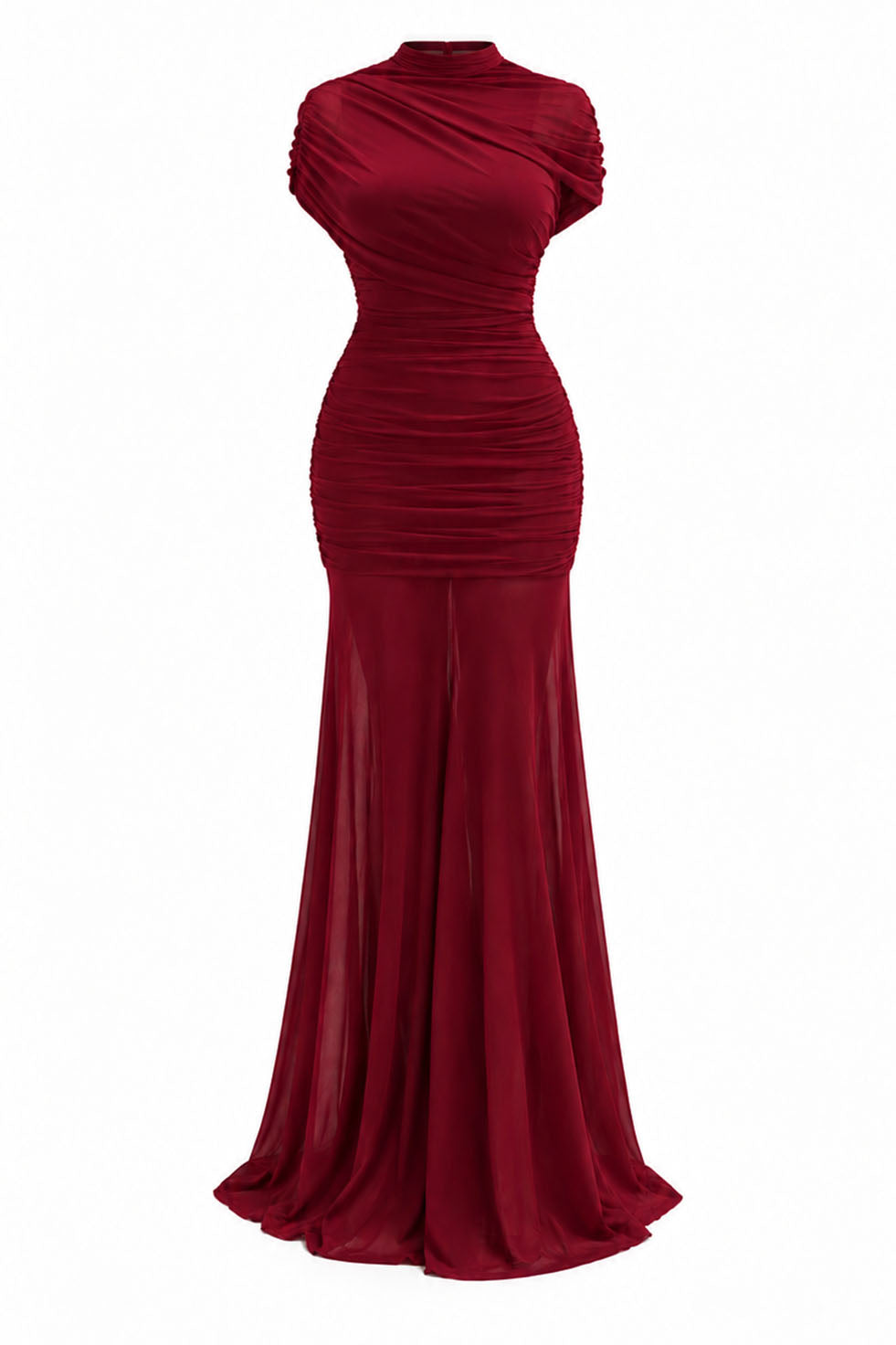ARLENA MESH MAXI DRESS - BURGUNDY