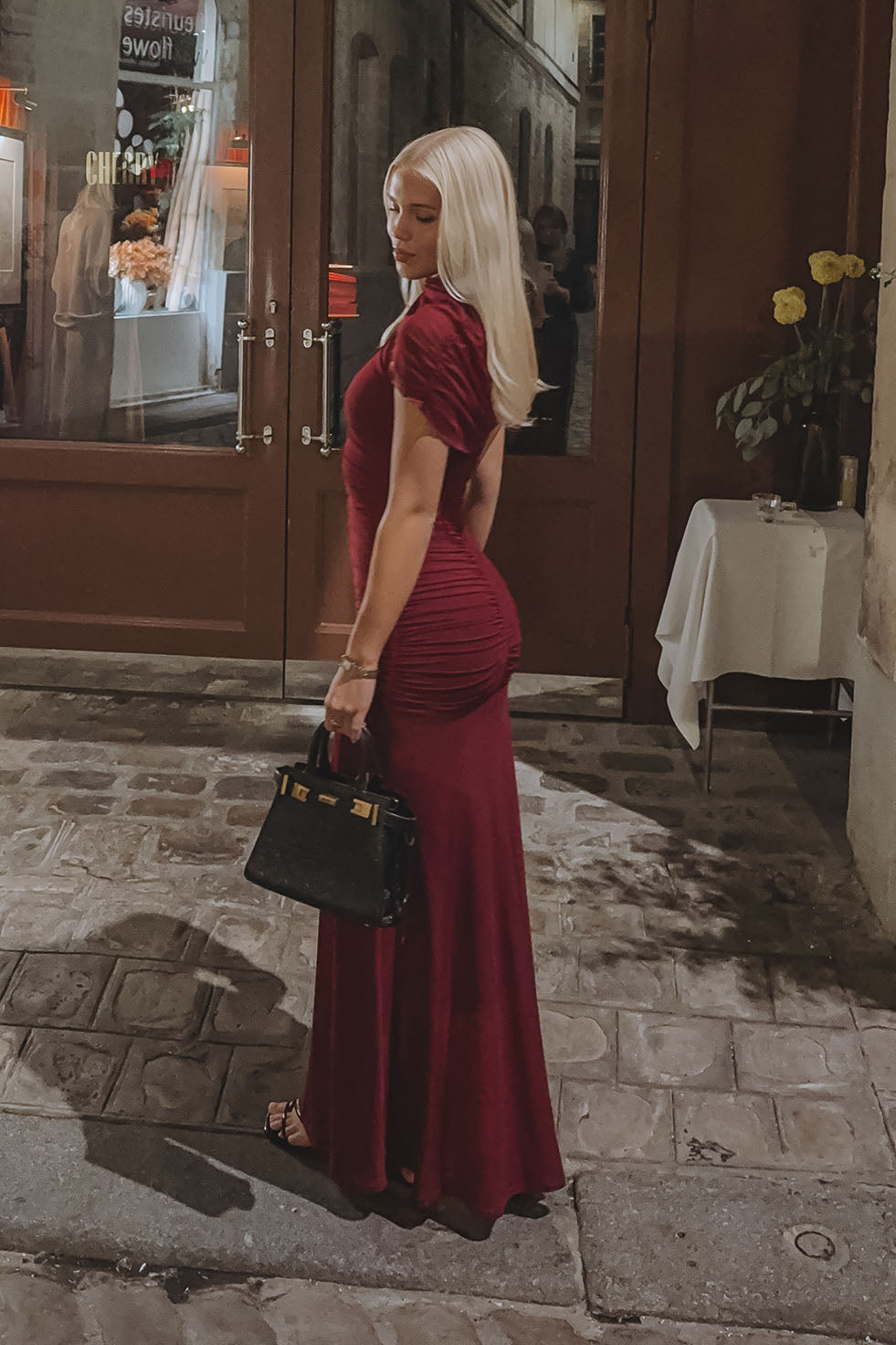 ARLENA MESH MAXI DRESS - BURGUNDY