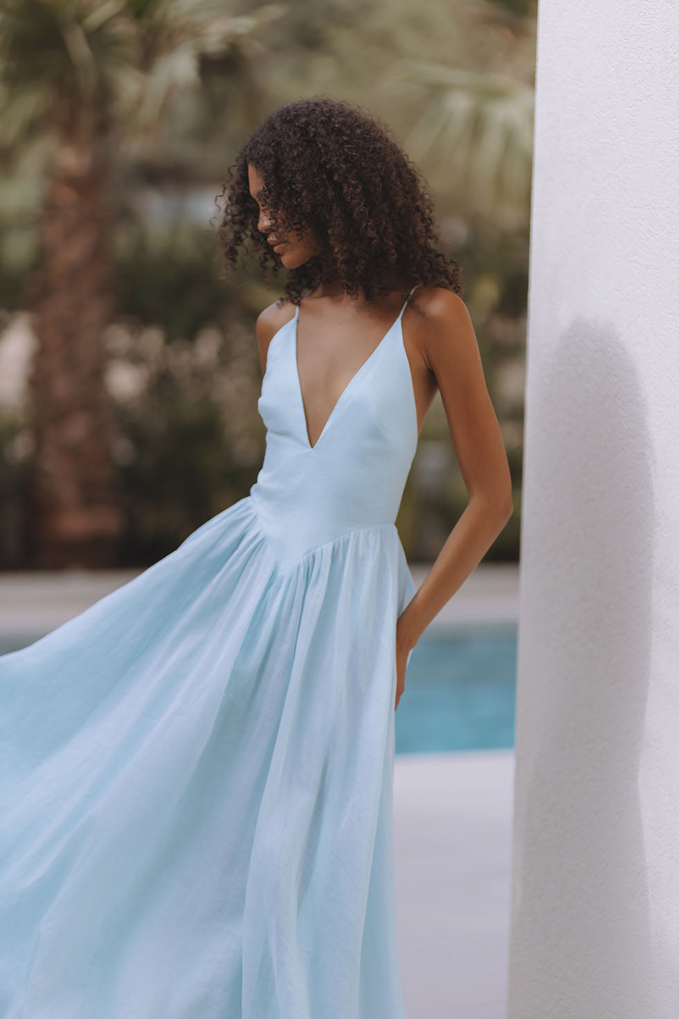 ARLETHA HALTER MAXI DRESS - SOFT BLUE CHIC LE FRIQUE ARLETHA HALTER MAXI DRESS - SOFT BLUE CHIC LE FRIQUE