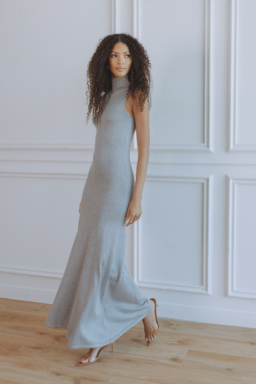 ASTORIA KNIT MAXI DRESS - DOVE GREY CHIC LE FRIQUE ASTORIA KNIT MAXI DRESS - DOVE GREY CHIC LE FRIQUE