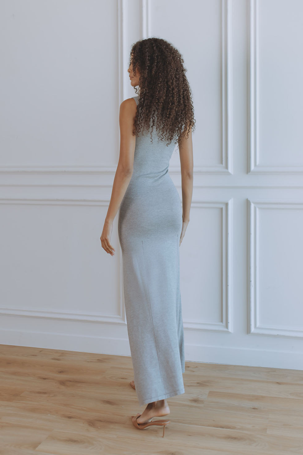 ASTORIA KNIT MAXI DRESS - DOVE GREY CHIC LE FRIQUE ASTORIA KNIT MAXI DRESS - DOVE GREY CHIC LE FRIQUE